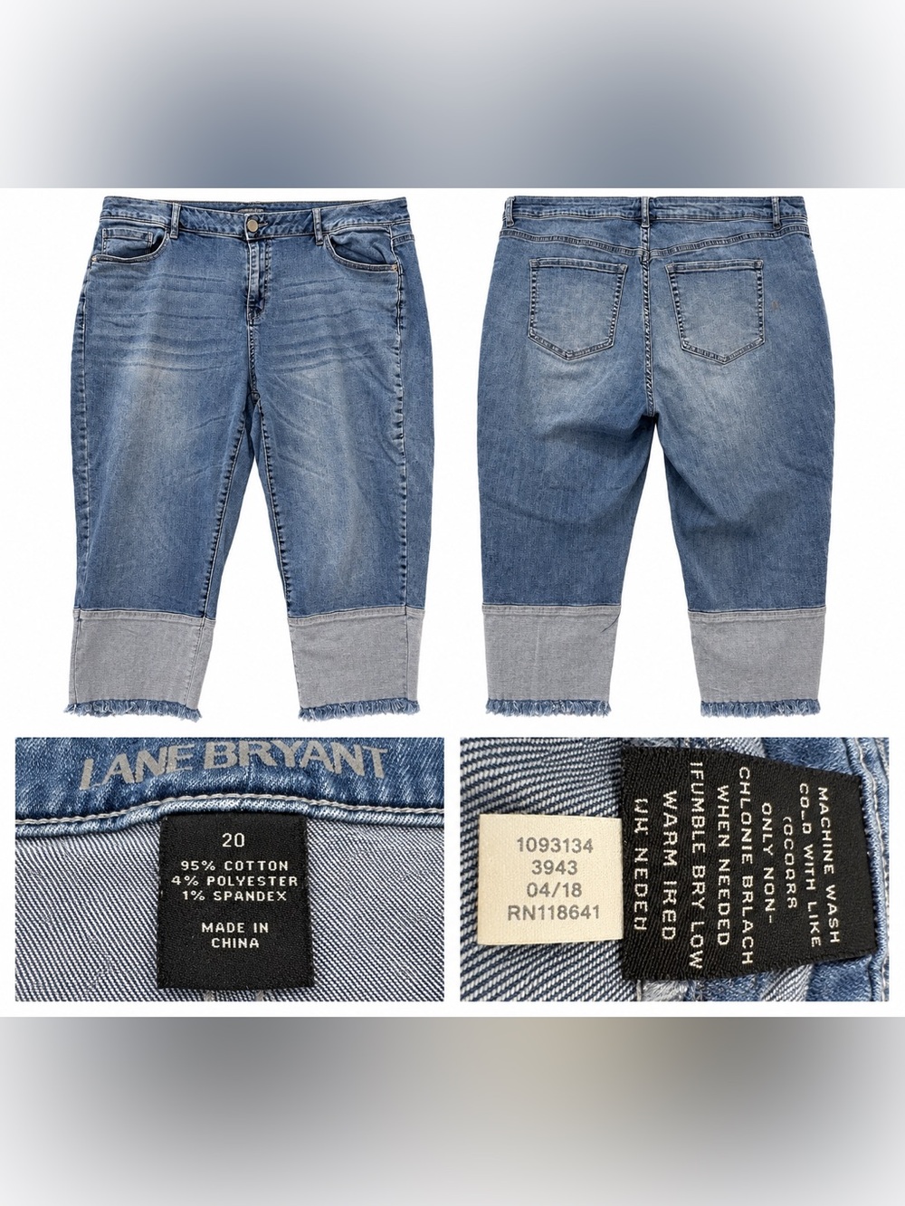 Lane Bryant Size 20 Cropped Colorblock Jeans